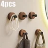 Self-adhesive Solid Wood Hooks Walnut Hanging Hanger Bathroom Wall Hook Bedroom Coat Storage Rack Home Towel Key Decor Hook 1
