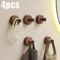 Self-adhesive Solid Wood Hooks Walnut Hanging Hanger Bathroom Wall Hook Bedroom Coat Storage Rack Home Towel Key Decor Hook 1