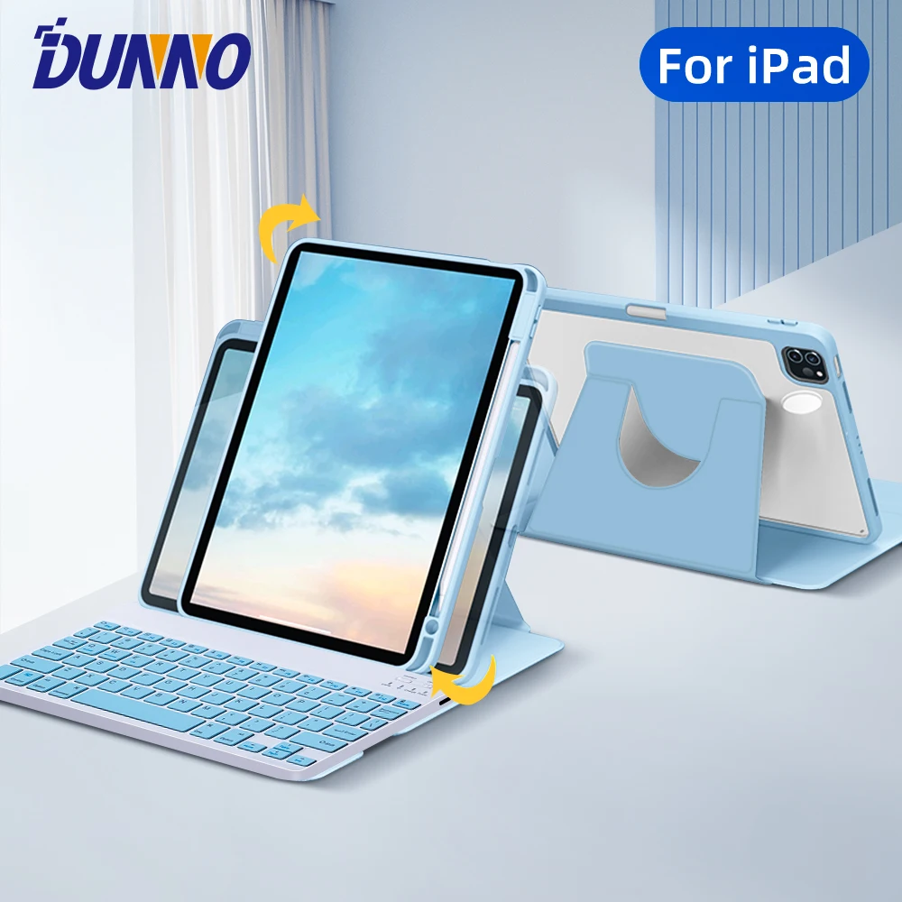 Capa de Teclado Rotativa para Ipad Pro 11 Air Air 10.9 para Ipad 10ª Geração 9th 10.2 Air Pro 10.5 Smart Back Cover