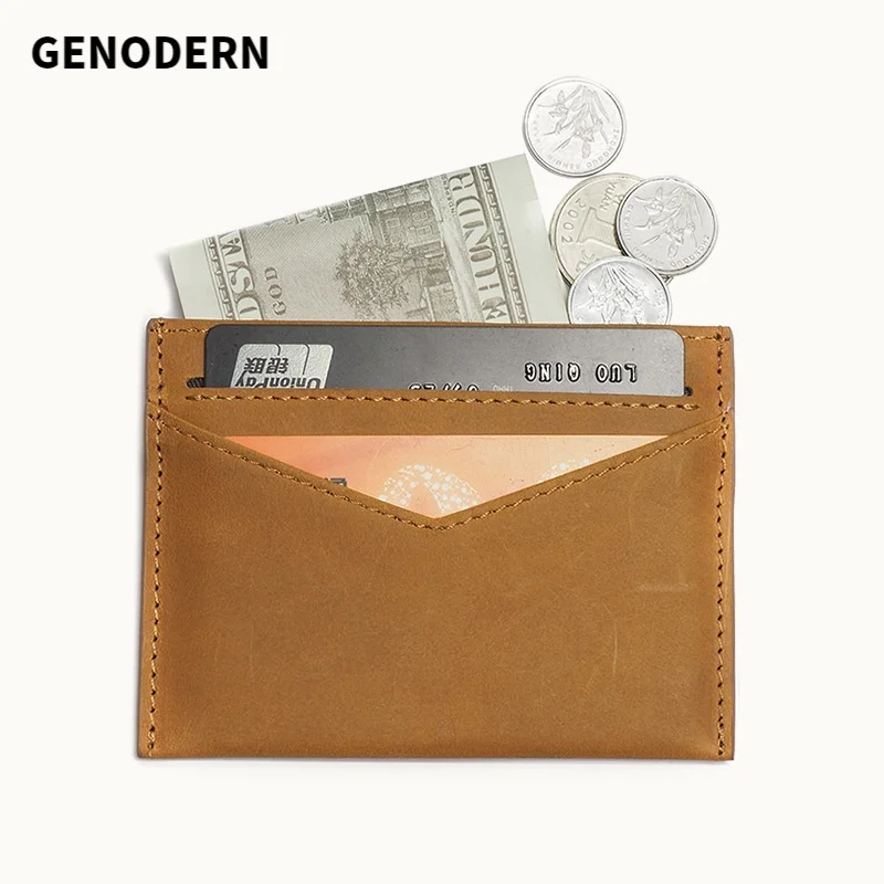 

GENODERN RFID Men's Genuine Leather Card Holder Mini Card Holder Slim Business Card Holders