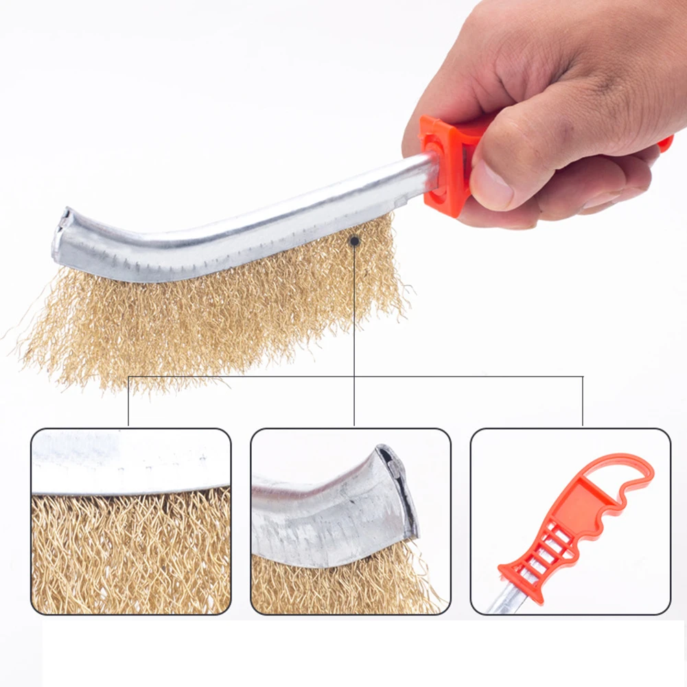 1pc Wire Brushe Brass Plated Steel Wire Stainless Steel Brush Grill Cleaner BBQ Grill Brush Cleaning Tools
