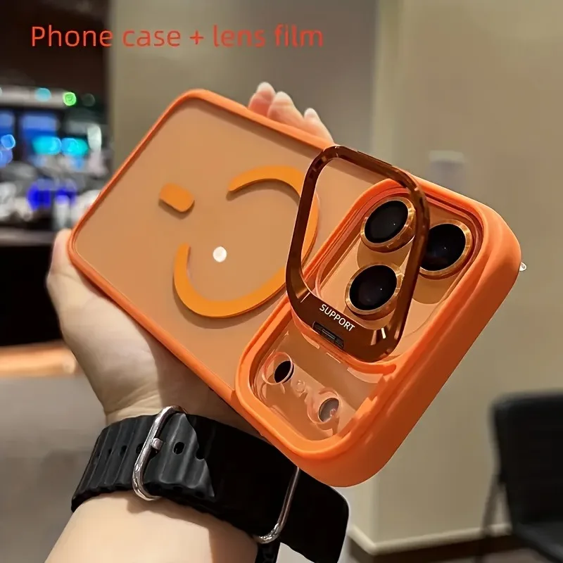 Premium Magnetic Shockproof Phone Case with Stand and Glass Lens Protection Cover