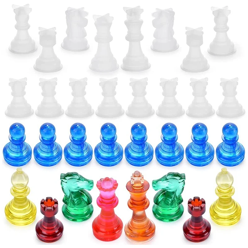 Chess Mold for Resin Silicone Chess Resin Mold Crystal Epoxy Casting Molds for DIY Crafts Making Birthday Gift