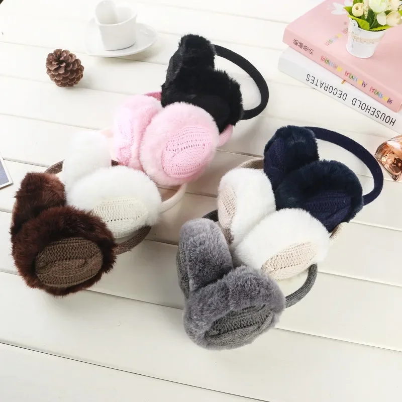 

Winter New Men's and Women's Plush Warm Ear Bag Knitted Cold Proof Ear Cover Warming Ear Mask Creative