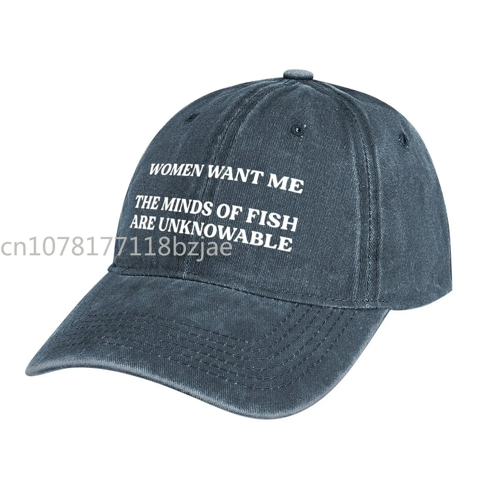 

Ковбойская шляпа с надписью «Women Want Me The Mind Of Fish Are UnknowableCap»