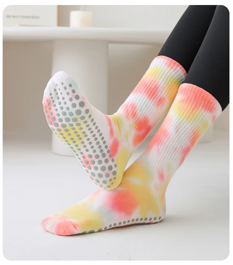 Yoga Socks Women Cotton Tie-dyed Silicone Non-slip Pilates Grip Crew Sock 21 Sb9b5006faf4b46229f220dfe5113d6b9k