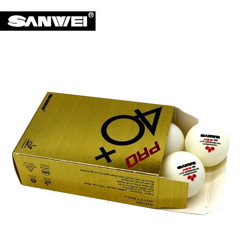 SANWEI ABS PRO 3 Star Table Tennis Balls table tennis balls ITTF Approved 40+ New Material Plastic Ping Pong Ball White Competiton Level 6/12 Balls