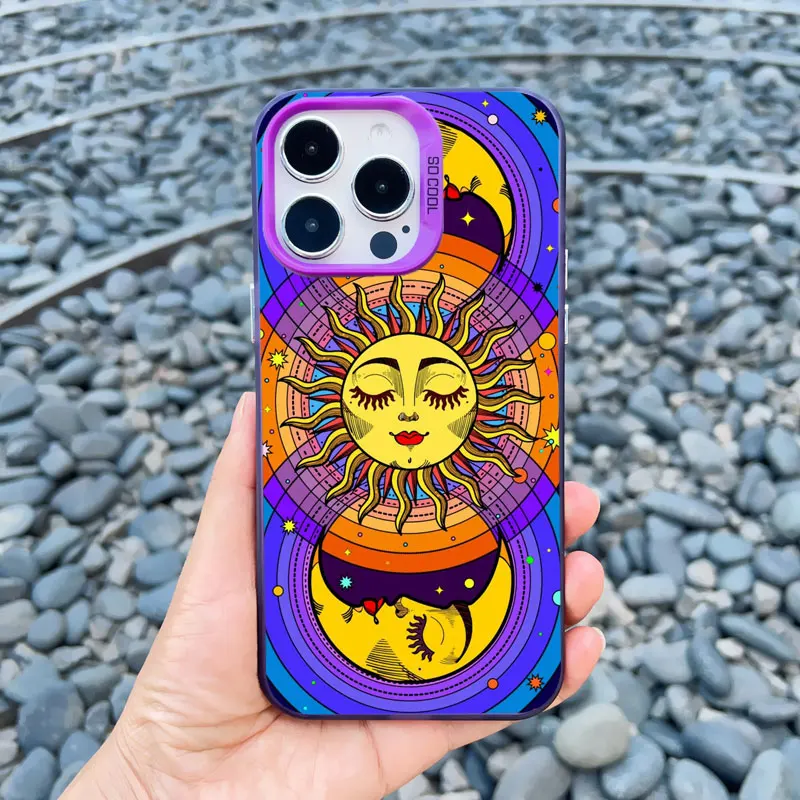 Funny Sun and Moon Face Shockproof Laser Phone Case