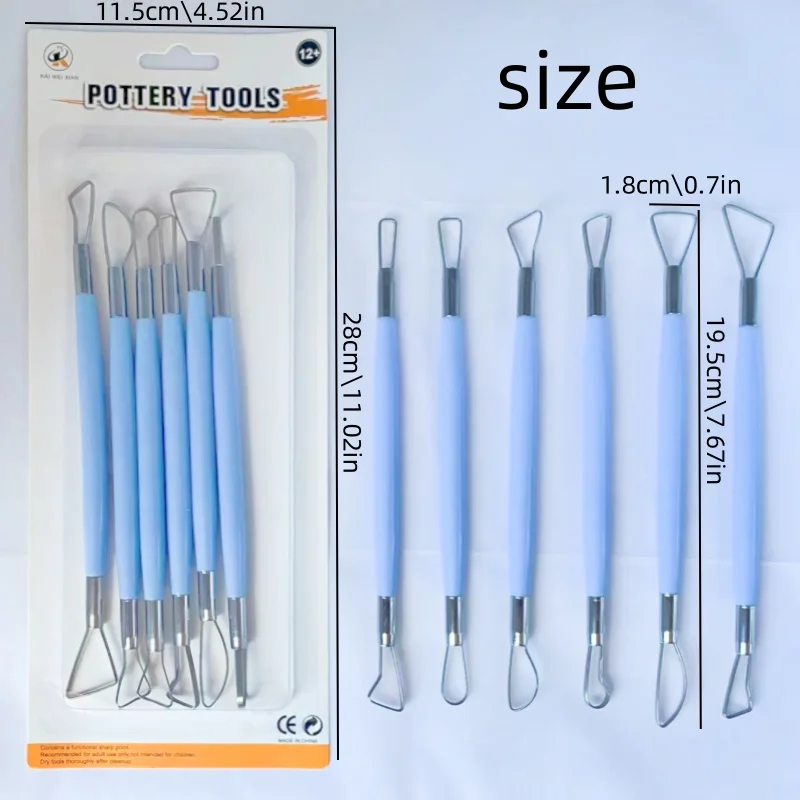 6 pieces of stainless steel double head pottery carving knife DIY handmade fruit and vegetable sculpture tools pottery tools pottery sculpting tools