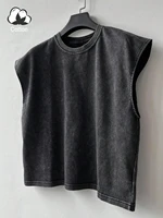 Gilet rétro délavé pour hommes, toutes saisons, couleur unie, décontracté, confortable, pur coton, haute qualité, Streetwear 3