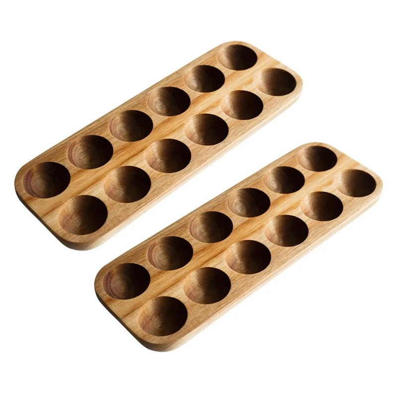 

HOT-2X 12 Holes Japanese Style Wooden Double Row Egg Storage Box Home Organizer Rack Eggs Holder Kitchen Decor Accessories