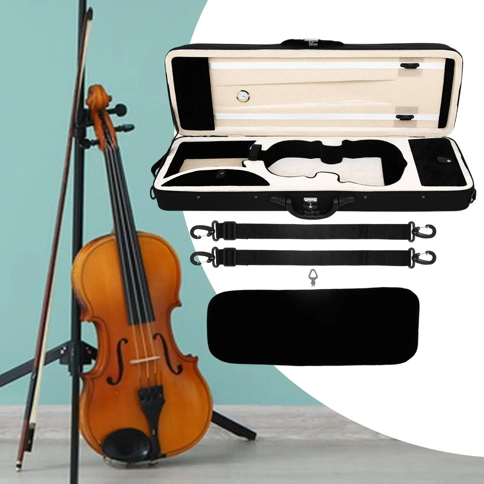 4/4 Violin Case, Violin Storage Box and Straps, Professional Oxford Cloth Carrying Bag with Hygrometer for Players