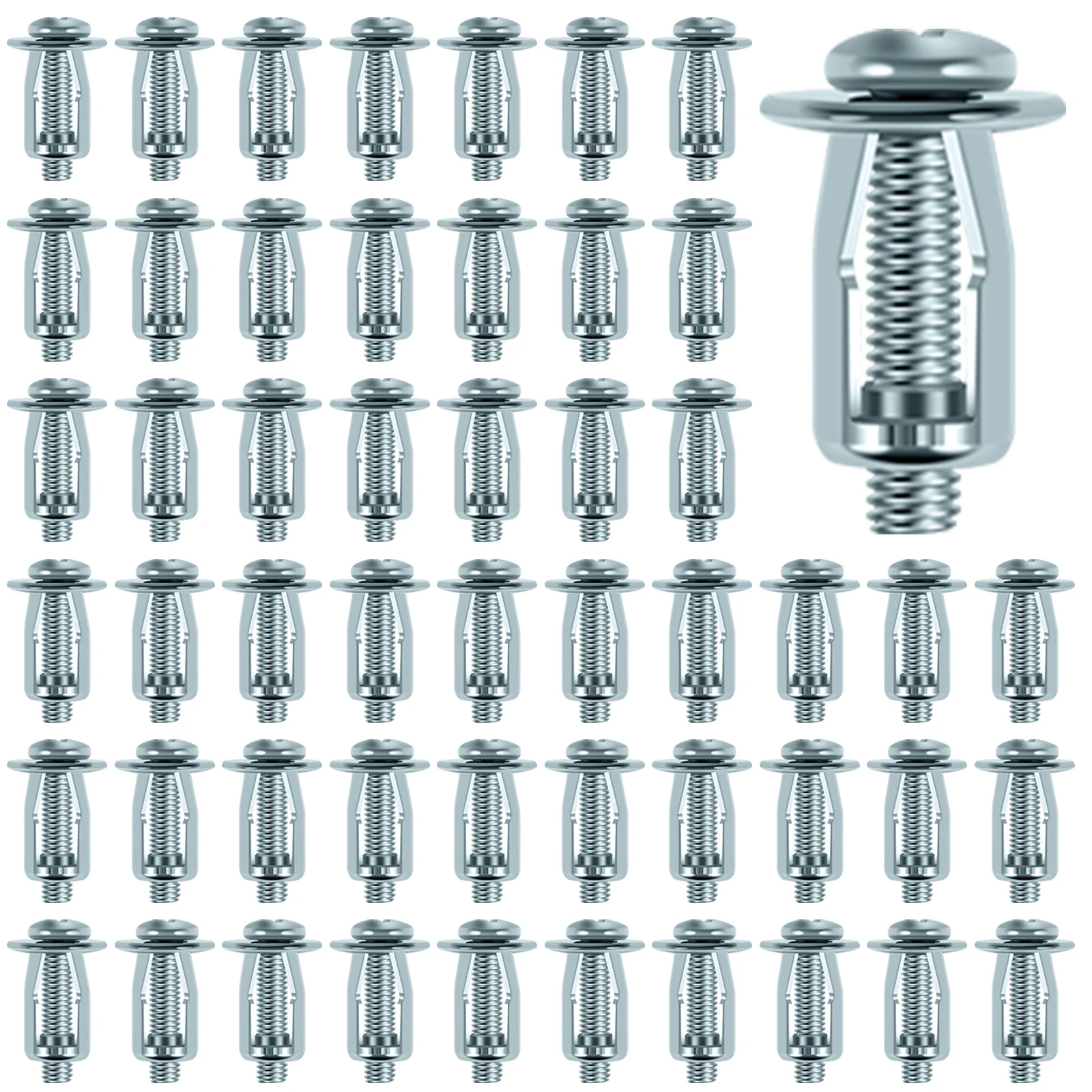 M4 Petal Nut Expansion Screw Carbon Steel Rivet Nut Jack Nuts Set Petal Shape Kit Sturdy Plastic/Hollow Wall Fixing 80Pcs expansion plugs