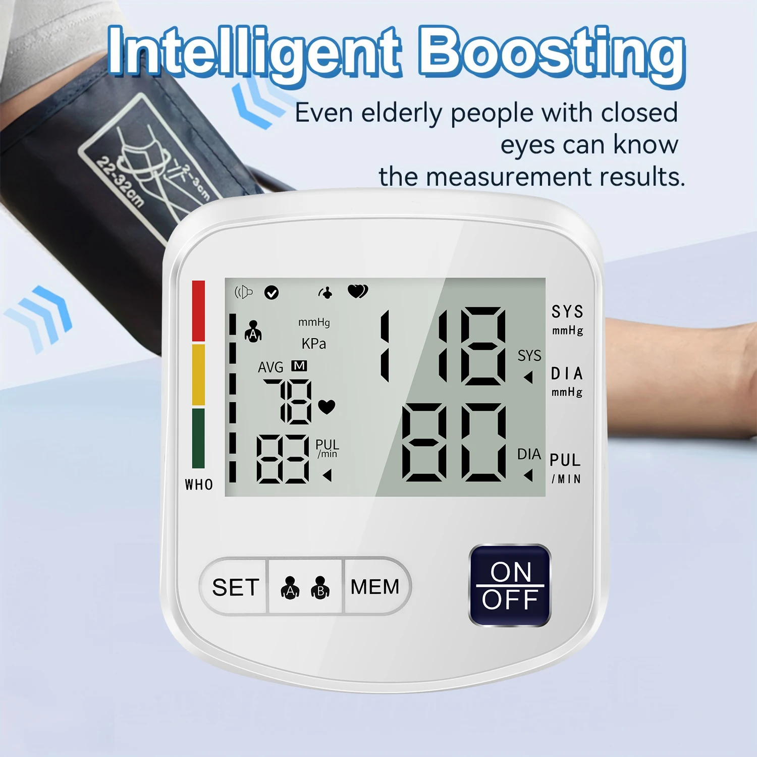 Automatic Digital Arm Blood Pressure Monitor Sphygmomanometer Tonometer Tensiometer Heart Rate Pulse Meter BP Monitor