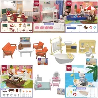 Original Toys Miniature Items Furniture Family Toys Dollhouse LivingRoom Bathroom Kitchen Set Pretend Creative Ideas Kids Toys 1