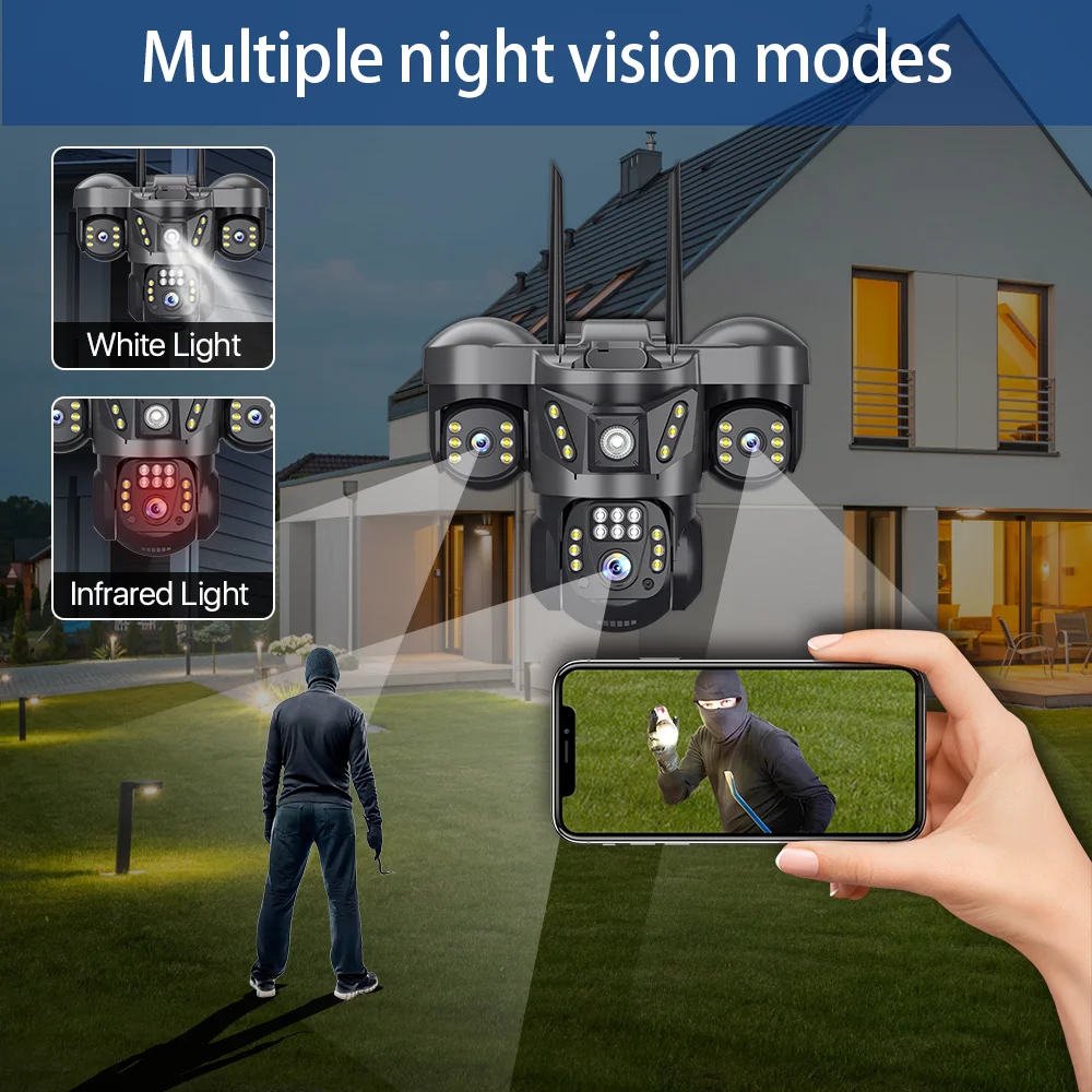 15MP 8K WIFI IP Camera 10X Zoom Triple Lens Outdoor Triple Screen PTZ Cam Waterproof CCTV Auto Tracking Security Surveillance 6
