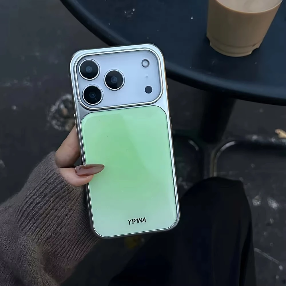Gradient Color Glossy Pattern Electroplated Resin Phone Case Back Cover