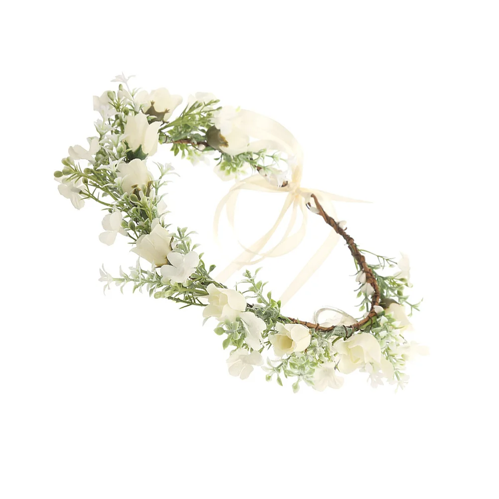 

Adjustable Flower Headband Bridal Flower Crown Hair Wreath Wedding Hair Garland Hairband Headpiece Party Decoration for Summer