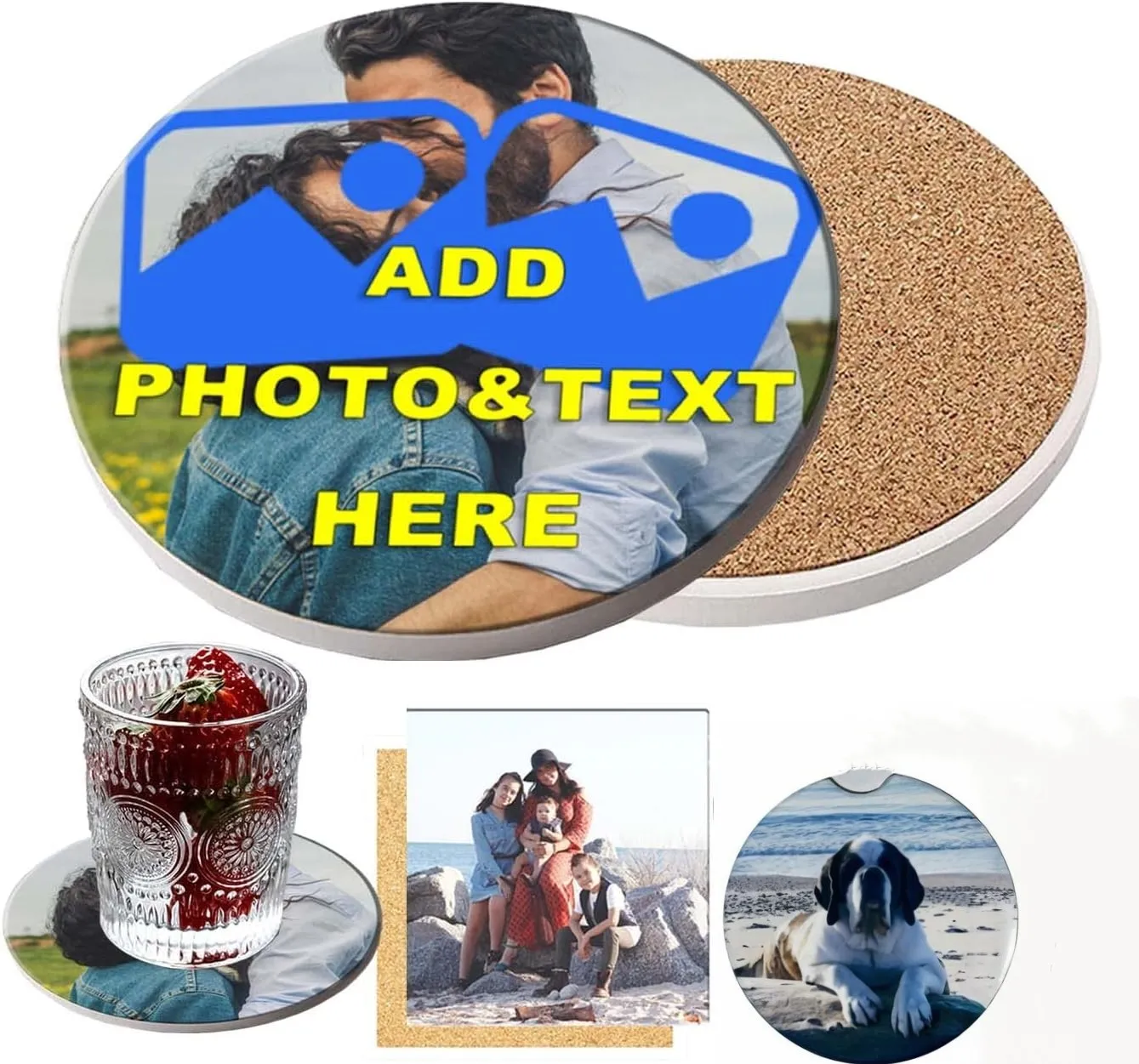 Personalized Photo Ceramics Absorbent Bar Coasters Customize Cup Mat Pad For Home Decoration Wedding Favors Birth Gift