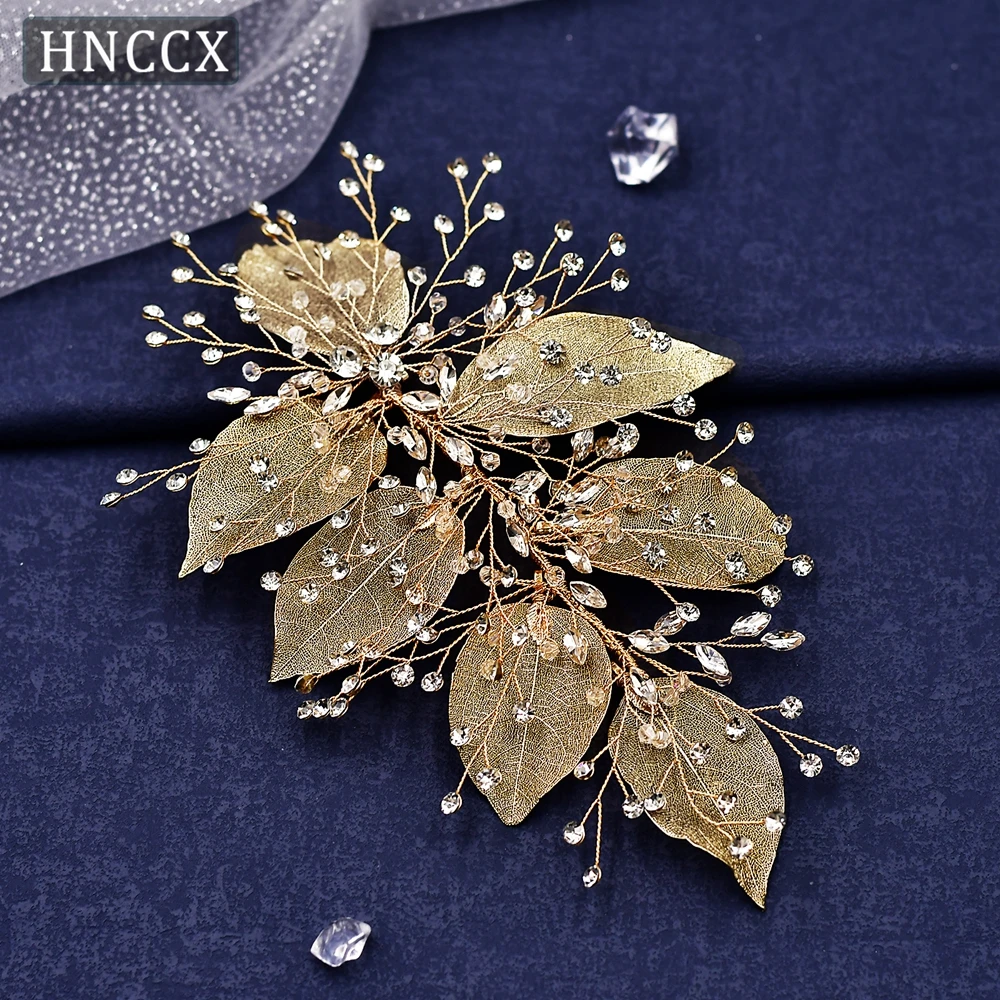 HNCCX Brides Leaves Rhinestone Headpiece Elegant Girls Bridal Side Hair headdress Headband Wedding Hair Accessories CP285