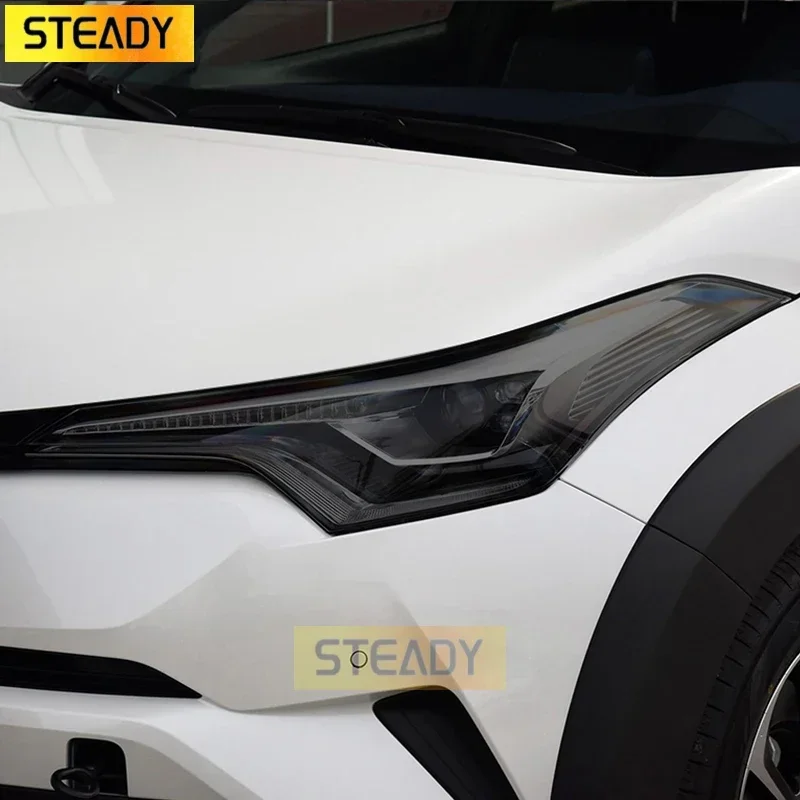 

Car Headlight Protective Film Front Light Transparent Smoked Black TPU Sticker For Toyota CHR 2018 2019 2020 AX10 Accessories