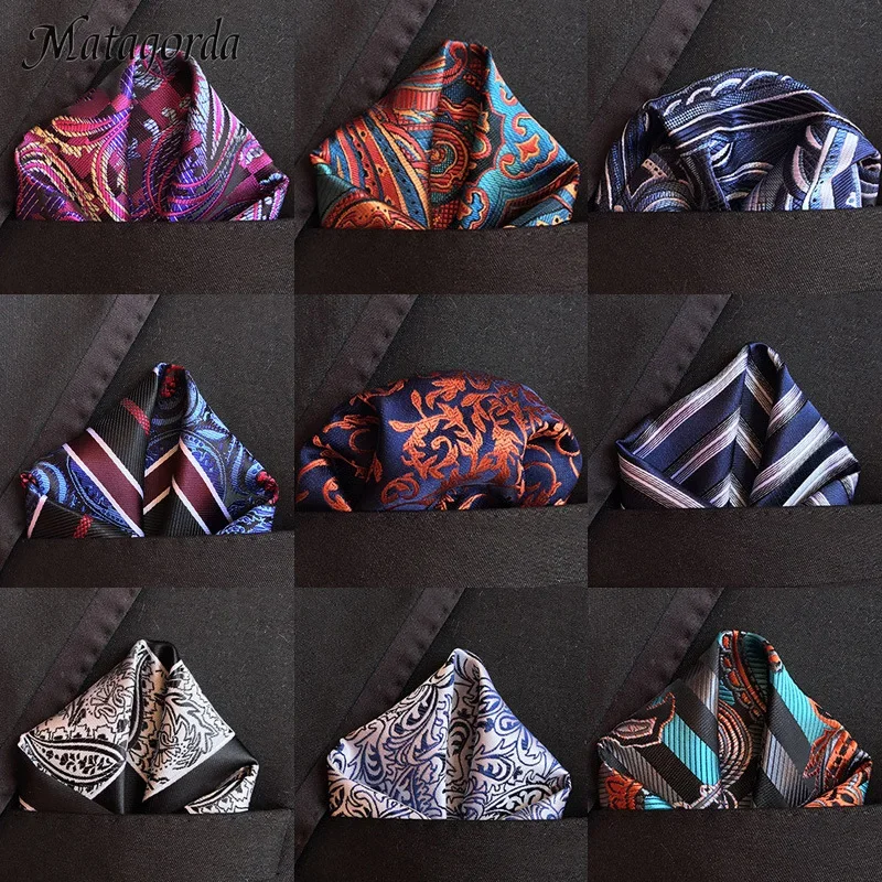 25*25CM Men's Floral Paisley Hanky Pocket Square Fashion Men Suit Pocket Hanky for Wedding Party Chest Towel Handkerchief 5pcs lot 25 colors mans suit pocket square small solid color hanky wedding dress square handkerchief