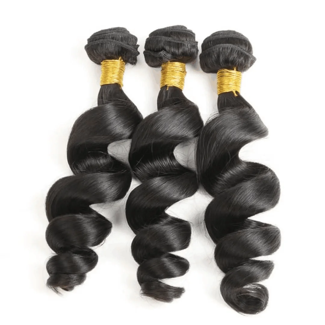 Loose Wave Human Hair Bundles 100% Human Hair Bundles Natural Black 1/3 Pieces Deal Malaysia Loose Wavy Weave Extensions