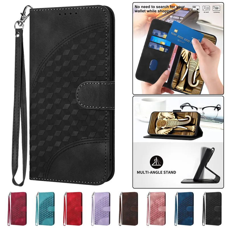 

For Samsung Galaxy S24 S23 Ultra S22 S21 FE S20 Plus S10 Lanyard Leather Wallet Card Phone Case Note 20 Flip Purse Holder Cover