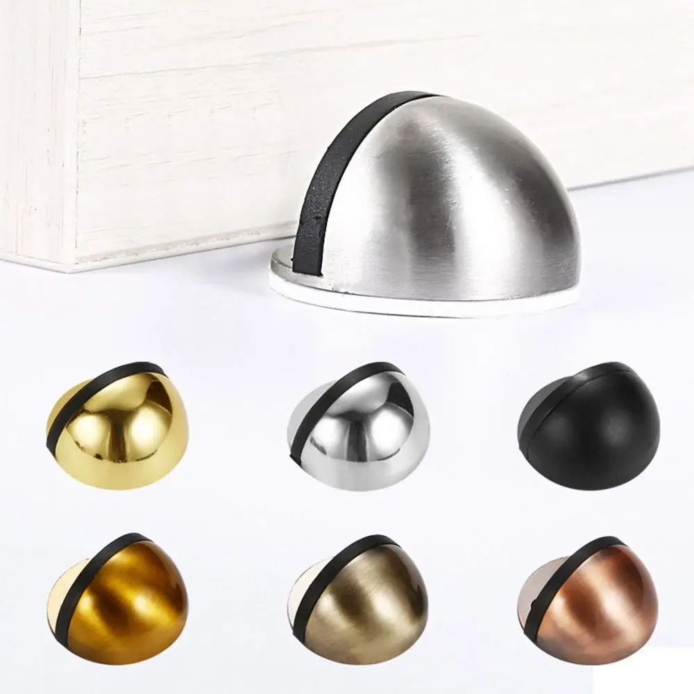 New Non Punching Sticker Stainless Steel Rubber Door Stopper Door Holders Catch Floor Mounted Nail-free Stops