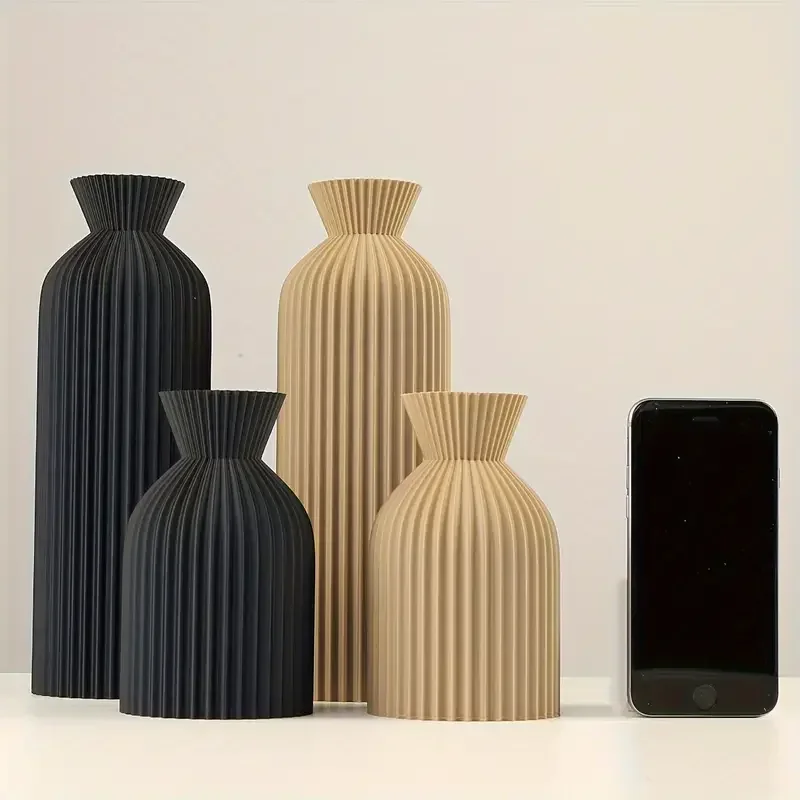 Elegant Black Plastic Vase - Boho Chic Decorative Centerpiece for Home, Office, and Living Room 2