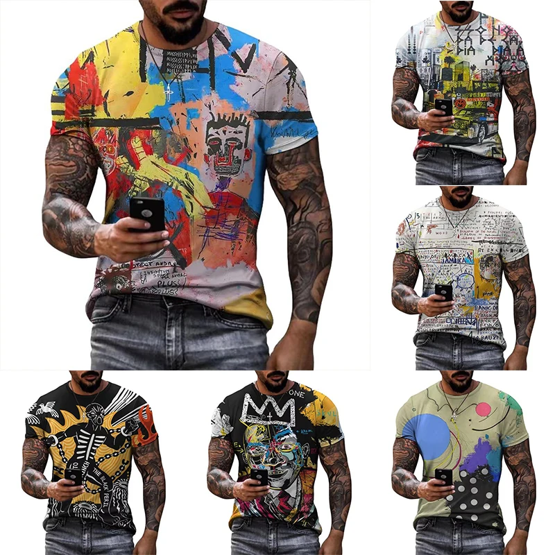 

Men's Casual Short Sleeve T-Shirt Crew Neck Print Vintage Short Sleeve Oversized Men's 2Xs To 6Xl Y2K Top Men's Clothing T-Shirt