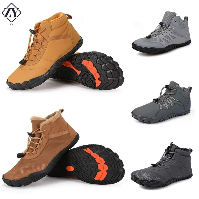 

2024 Winter Booties Men Snow BareFoot Casual Shoes Outdoor Work Shoes Ladies Warm Fur Men Ankle Shoes Male Snow Boots Big Size