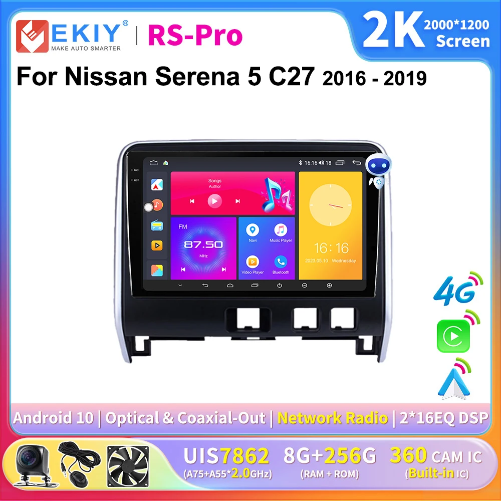 

EKIY 2K Screen CarPlay Radio For Nissan Serena 5 C27 2016-2019 Android Auto 4G Car Multimedia GPS Player Autoradio Navi Ai Voice