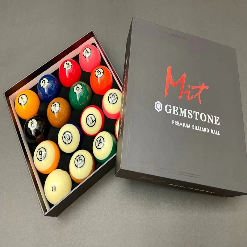 Mit Gemstone Premium Billiard Ball Set, 2-1/4 Inch, 16 Balls for Pool Tables, Professional Pool Balls