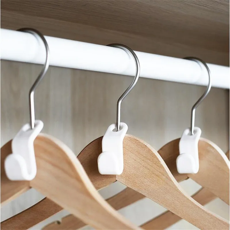 

50PCS Stackable Connection Hanger Hooks Wardrobe Coat Hanger Hook Closet Rack Thickened Space-saving Bedroom Storage