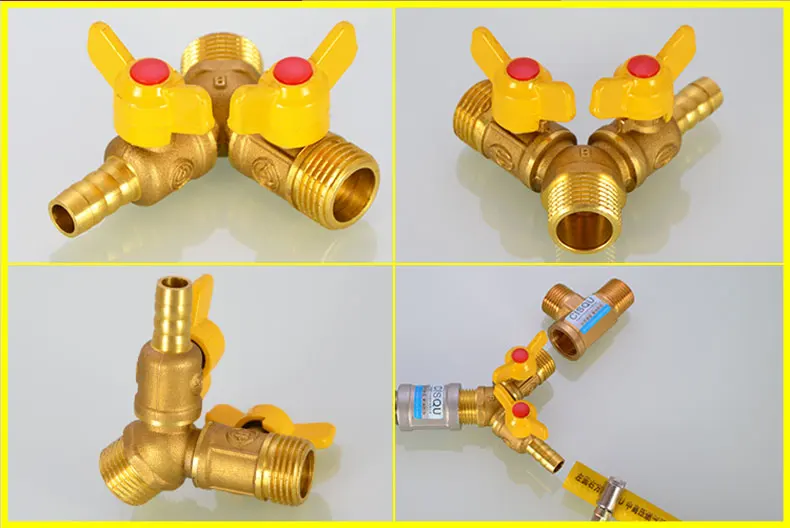 pagoda intubação conector de gás liquefeito válvula de esfera de três vias