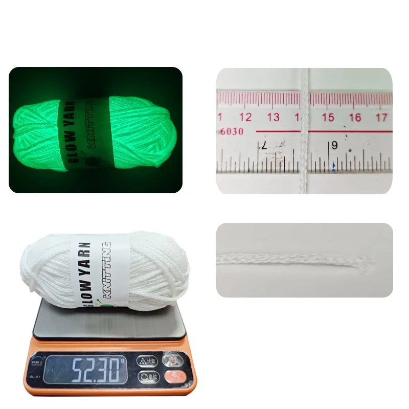 2025 New 2mm 4mm Luminous Yarn Glow in the Dark Polyester Yarn DIY Hand Knitting Wool Yarn For Crochet Sweater Luminous Knitting 6
