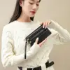 Solid Color Two Zipper Coin Purse Multi-pocket Korean Style Lychee Pattern Long Wallet Card Holder Large Capacity Shopping 4