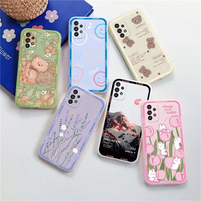 Für Samsung Galaxy A13 EINE 13 4G 5G Cartoon Blume Bär Silikon Fall Sunset  Berg Matte Abdeckung Für samsung A13 4G A13 5G Stoßstange - AliExpress