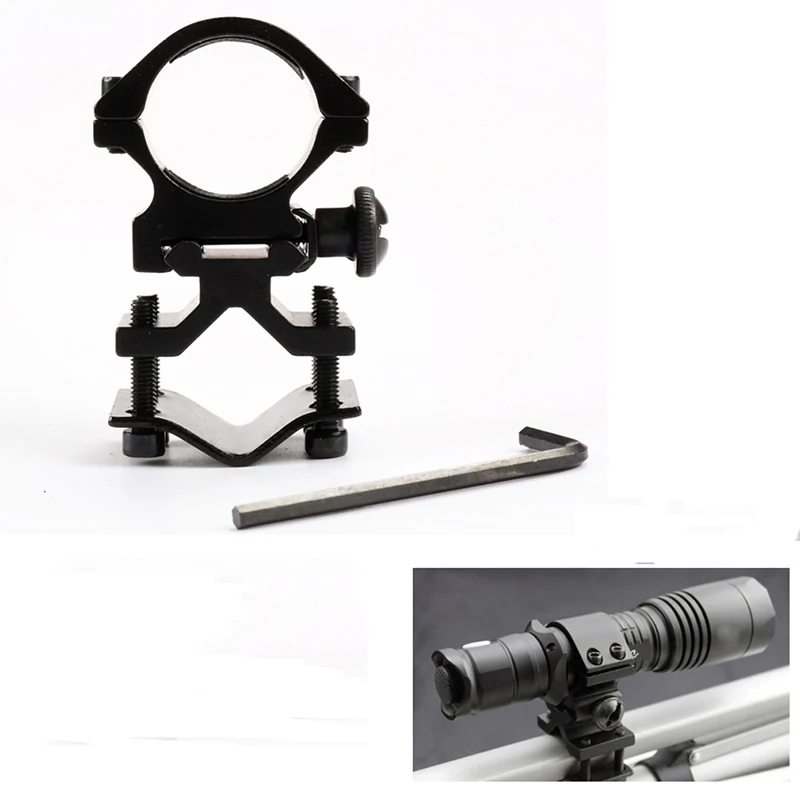 Black All Metal Multi Purpose Hunting Butterfly Clip Pipe Clamp Tactical Flashlight Bracket K185 Torch Clip Holder