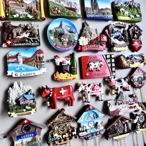 Switzerland Fridge Magnets Bern Zurich Zermart Luzern Swiss Dairy Cow Jungfraujoch Skiing Cuckoo Clock Home Decor Collection - Image 3