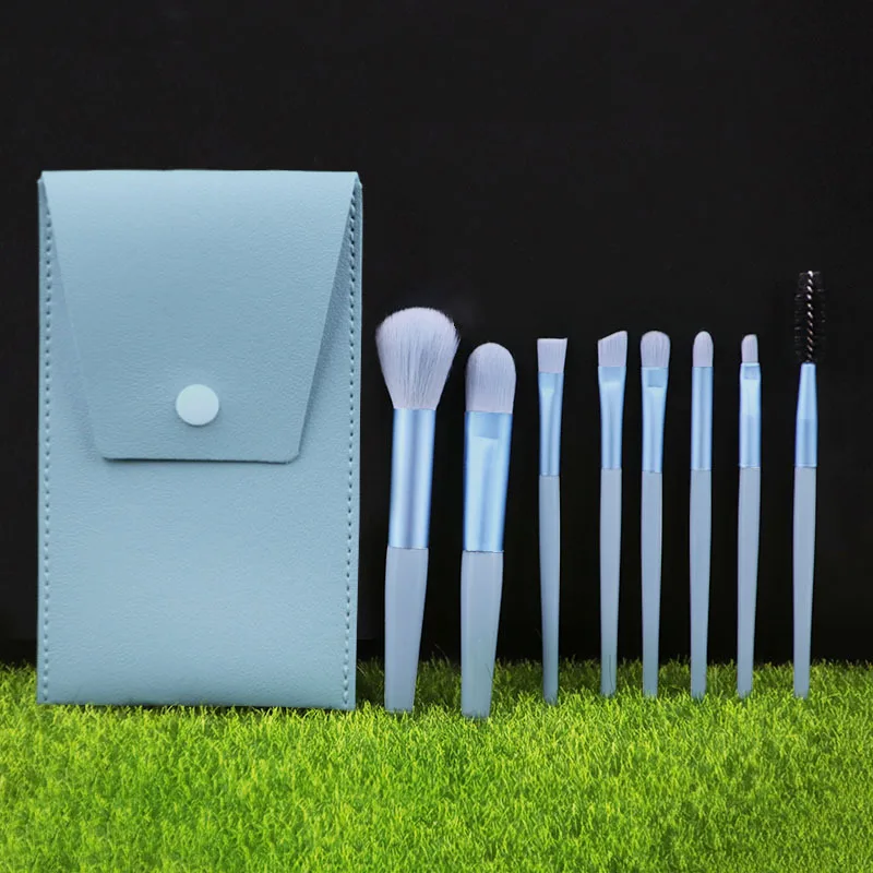 حقيبة مكياج صغيرة مكونة من 8 قطع، مجموعة فرش بودرة...