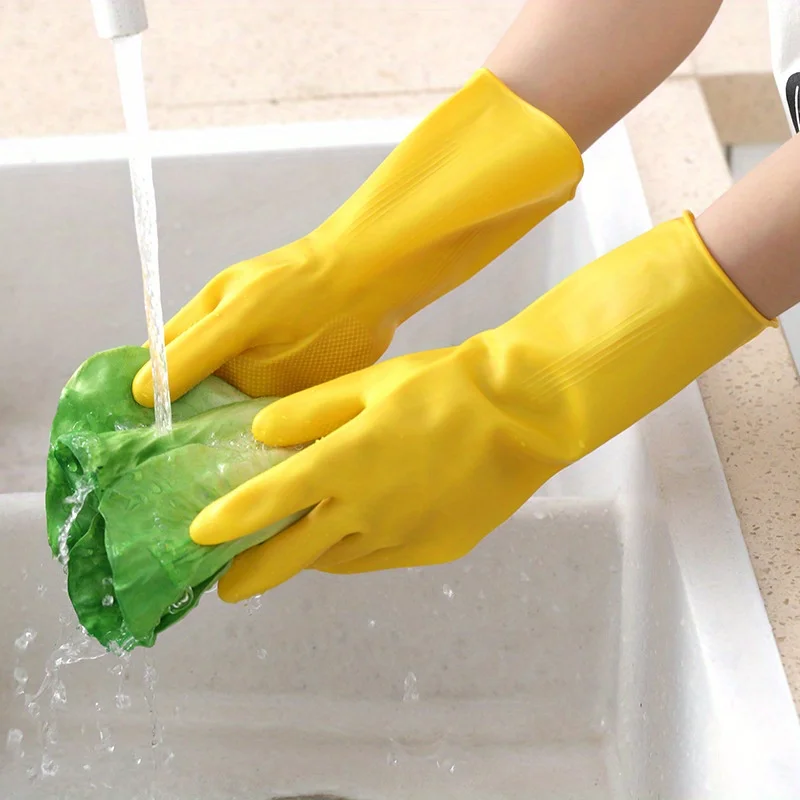 3 Pair, Premium Household Cleaning Gloves, Waterproof Kitchen Dishwashing Gloves, Non-slip Housework Durable Laundry