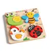 4 in 1 3D Wooden Puzzles Cartoon Intelligence Wooden Rainbow Blocks Puzzle Aircraft Fruit Wooden Toddler Puzzles Children 4