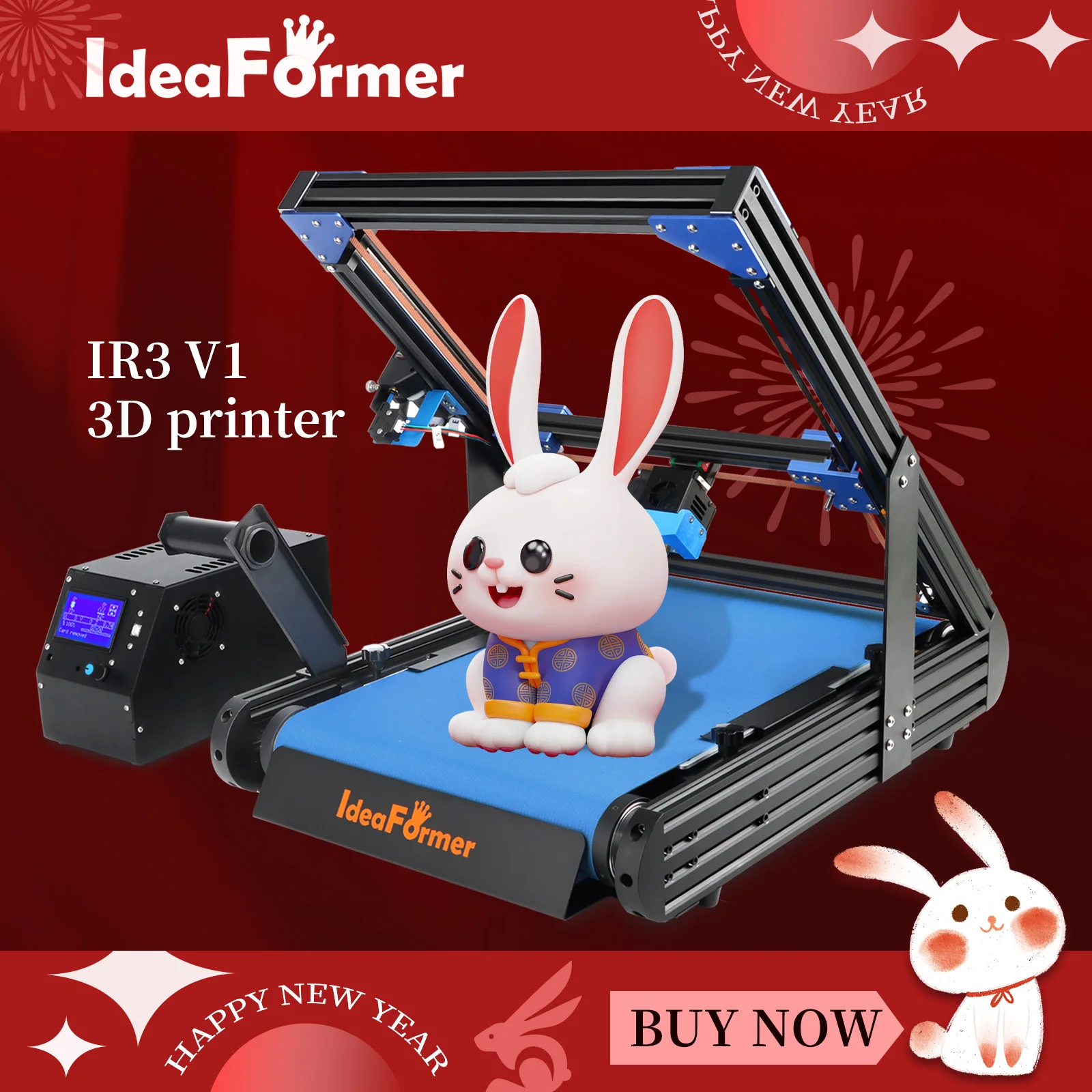 IdeaFormer IR3 V1 Belt 3D Printer Core-XY Structure Double Gear Extruder Mute Infinite-Z- Axis Stable Printing Size 250*250*∞