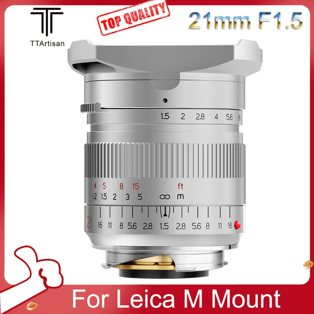Ttartisan 21Mm F1.5 Full Frame Camera Lens For Leica M Mount Cameras M240 M3 M5 M6 M7 M8 M9 M9P M10 Silver/Black