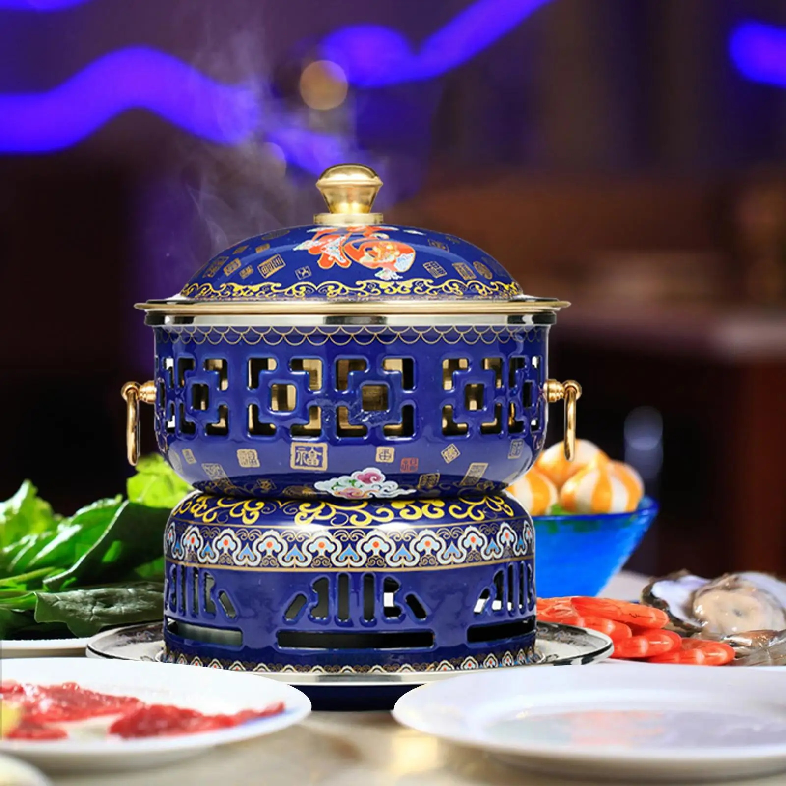 Shabu Pot Buffet Hot Stew Pot Practical Cloisonne Hot Pot Camping Cooker Alcohol Shabu Pot Buffet Hot Stew Pot Practical Cloisonne Hot Pot Camping Cooker Alcohol