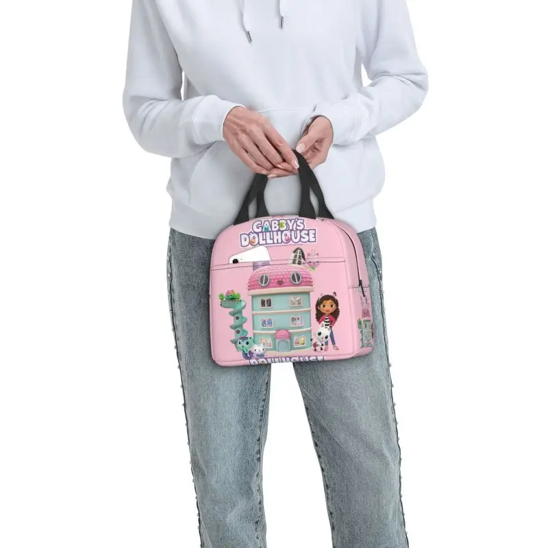 Lunch Tote Bag Bento Box Thermal Cooler for Gabbys Dollhouse Mercat Cat Women