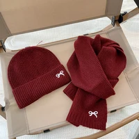 Kinder Strickmützen mit Schal – Süße Schleife – Bild 4