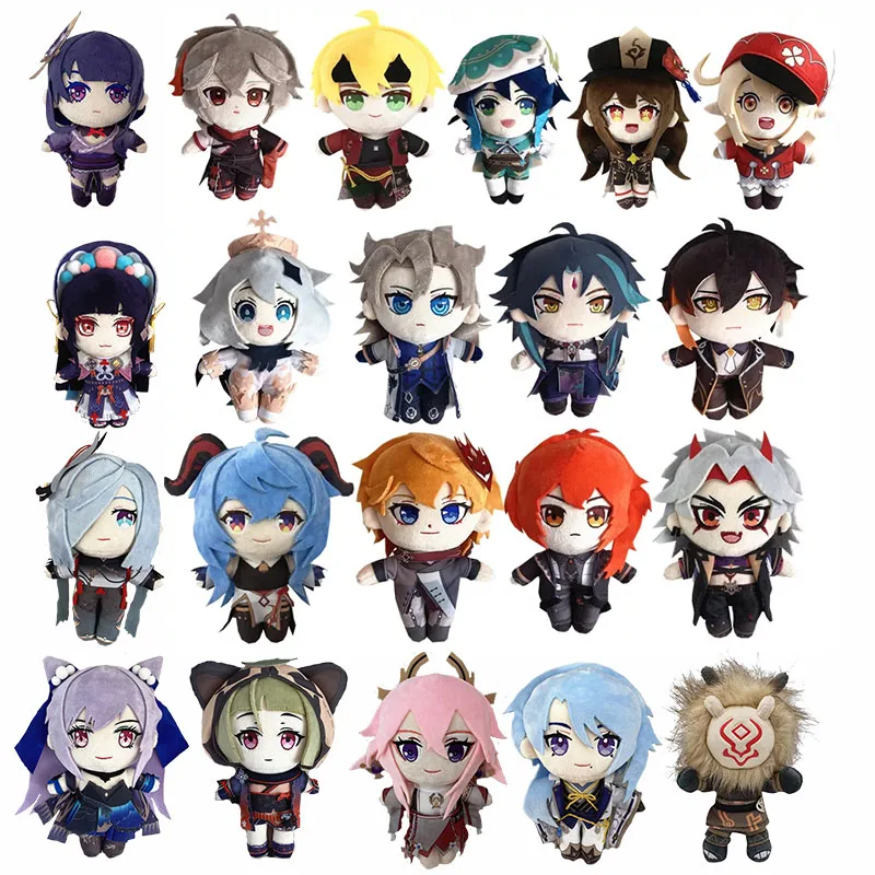 20cm Game Genshin Impact Yun Jin Shen He Raiden Shogun Yae Miko Zhong Li Xiao Cosplay Anime Soft Stuffed Doll Cute Plushie genshin impact anime umbrella creative three folding parasol zhongli raiden shogun klee anime genshin folding umbrella rain gear